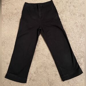 Quince Organic Stretch Cotton Wide Leg Crop Pants